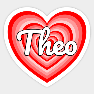 I Love Theo Heart Theo Name Funny Theo Sticker